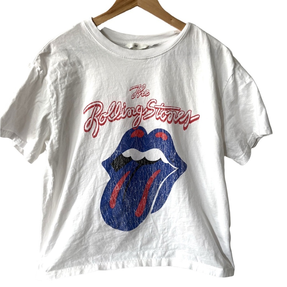 H&M White Rolling Stones Graphic Tee